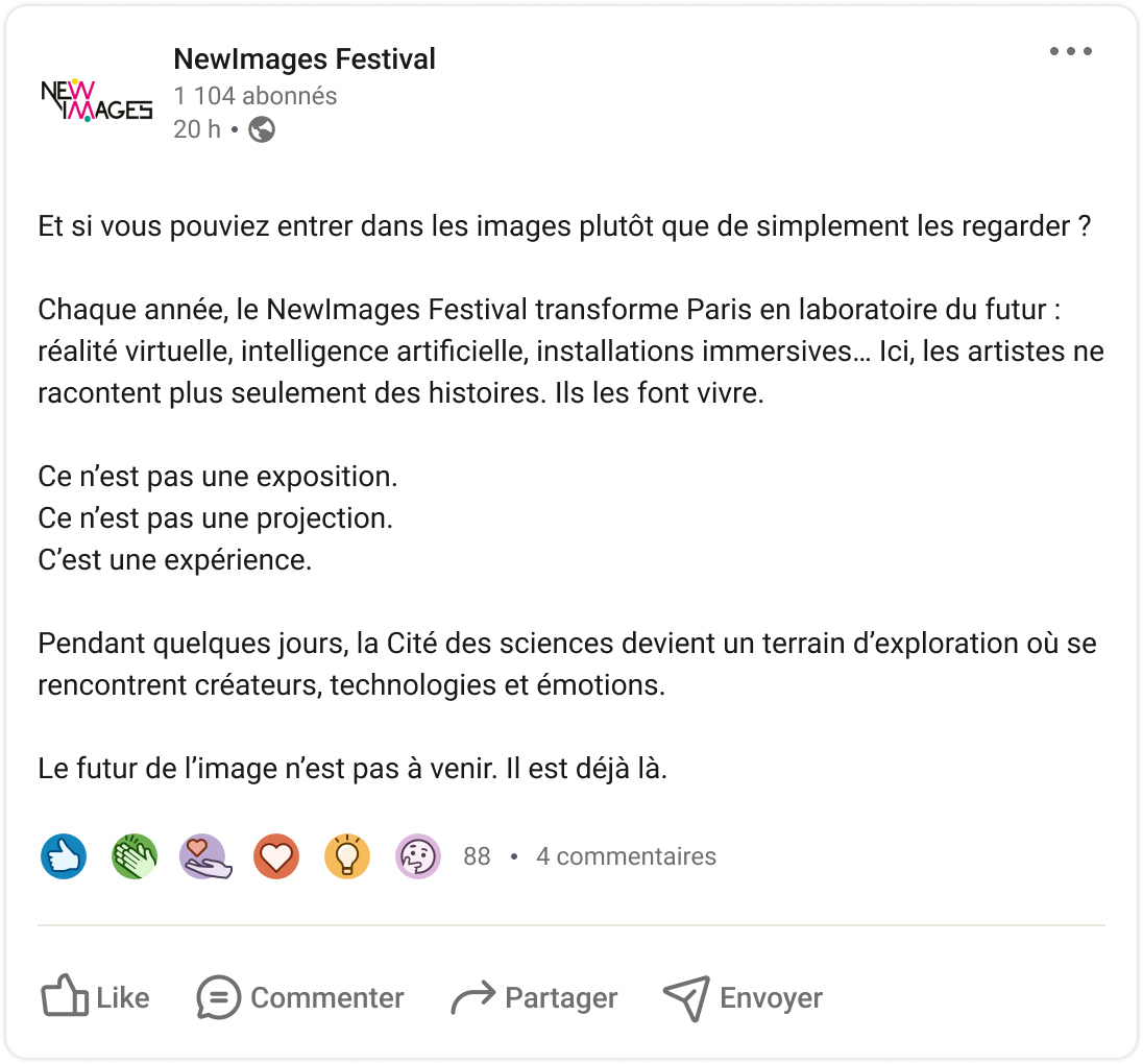 Post LinkedIn, Texte court